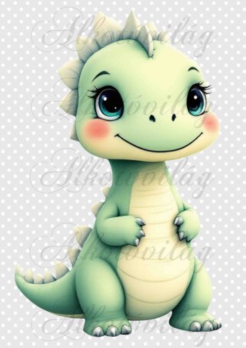 Cuki dinoszaurusz pöttyös háttérrel 4 - PÁRNABLOKK, VÁSZONTÁSKA BLOKK, PATCHWORK BLOKK, UZSONNÁSTASAK BLOKK