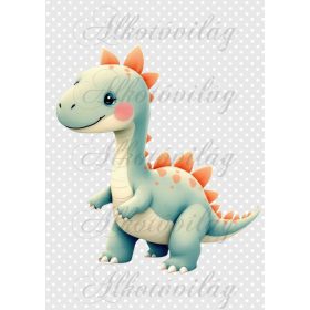   Cuki dinoszaurusz pöttyös háttérrel 6 - PÁRNABLOKK, VÁSZONTÁSKA BLOKK, PATCHWORK BLOKK, UZSONNÁSTASAK BLOKK