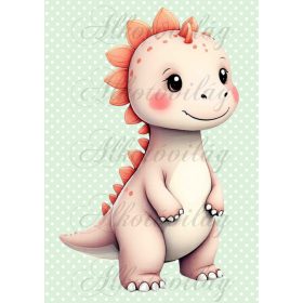   Cuki dinoszaurusz pöttyös háttérrel 7 - PÁRNABLOKK, VÁSZONTÁSKA BLOKK, PATCHWORK BLOKK, UZSONNÁSTASAK BLOKK