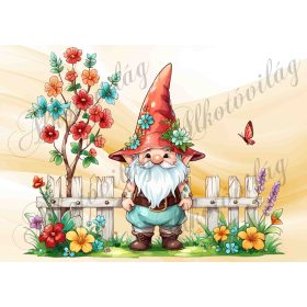   Manó virágokkal kerítés előtt - PÁRNABLOKK, VÁSZONTÁSKA BLOKK, PATCHWORK BLOKK, UZSONNÁSTASAK BLOKK