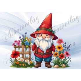   Manó virágokkal piros felsőben - PÁRNABLOKK, VÁSZONTÁSKA BLOKK, PATCHWORK BLOKK, UZSONNÁSTASAK BLOKK