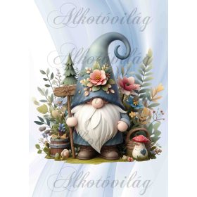   Manó virágokkal, fenyővel és mosolygós gombával - PÁRNABLOKK, VÁSZONTÁSKA BLOKK, PATCHWORK BLOKK, UZSONNÁSTASAK BLOKK