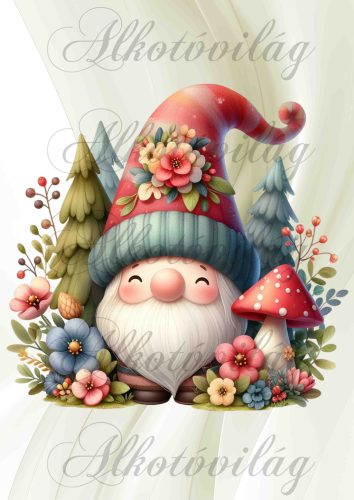 Mosolygós manó virágokkal, fenyőkkel és gombával - PÁRNABLOKK, VÁSZONTÁSKA BLOKK, PATCHWORK BLOKK, UZSONNÁSTASAK BLOKK