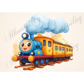   Mosolygós vonat nagy füsttel - PÁRNABLOKK, VÁSZONTÁSKA BLOKK, PATCHWORK BLOKK, UZSONNÁSTASAK BLOKK