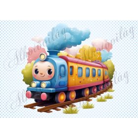   Mosolygós vonat színes füsttel - PÁRNABLOKK, VÁSZONTÁSKA BLOKK, PATCHWORK BLOKK, UZSONNÁSTASAK BLOKK