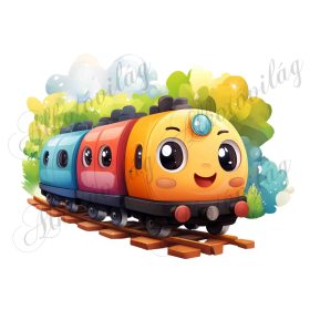   Mosolygós vonat vidám kocsikkal - PÁRNABLOKK, VÁSZONTÁSKA BLOKK, PATCHWORK BLOKK, UZSONNÁSTASAK BLOKK