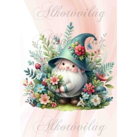   Mosolygós, kislány manó színes virágokkal - PÁRNABLOKK, VÁSZONTÁSKA BLOKK, PATCHWORK BLOKK, UZSONNÁSTASAK BLOKK