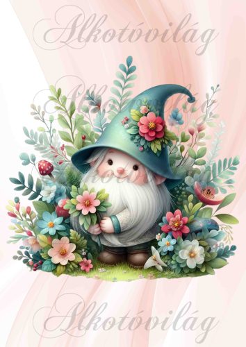 Mosolygós, kislány manó színes virágokkal - PÁRNABLOKK, VÁSZONTÁSKA BLOKK, PATCHWORK BLOKK, UZSONNÁSTASAK BLOKK