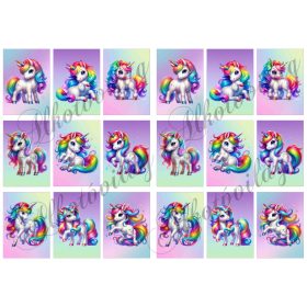   Színes unikornisok  4,5 x 6,5 cm - HŰTŐMÁGNES, AJÁNDÉKKÍSÉGŐ készítéshez