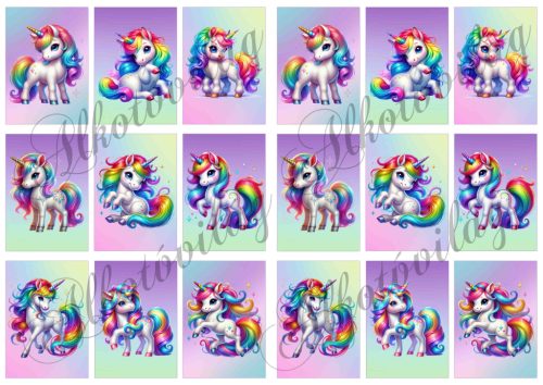 Színes unikornisok  4,5 x 6,5 cm - HŰTŐMÁGNES, AJÁNDÉKKÍSÉGŐ készítéshez