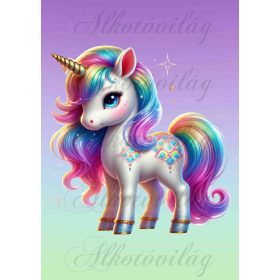   Unikornis színesben 4 - PÁRNABLOKK, VÁSZONTÁSKA BLOKK, PATCHWORK BLOKK, UZSONNÁSTASAK BLOKK