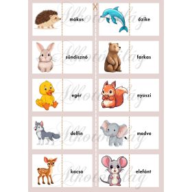   Készségfejlesztő lap VÁGD SZÉT ÉS PÁROSÍTSD - ÁLLATOK NEVEI