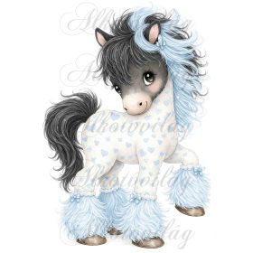   Kedves póniló, unikornis kék árnyalatban - PÁRNABLOKK, VÁSZONTÁSKA BLOKK, PATCHWORK BLOKK, UZSONNÁSTASAK BLOKK