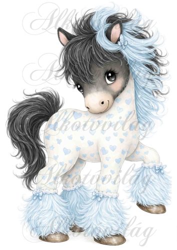 Kedves póniló, unikornis kék árnyalatban - PÁRNABLOKK, VÁSZONTÁSKA BLOKK, PATCHWORK BLOKK, UZSONNÁSTASAK BLOKK