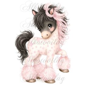   Kedves póniló, unikornis rózsaszín árnyalatban - PÁRNABLOKK, VÁSZONTÁSKA BLOKK, PATCHWORK BLOKK, UZSONNÁSTASAK BLOKK