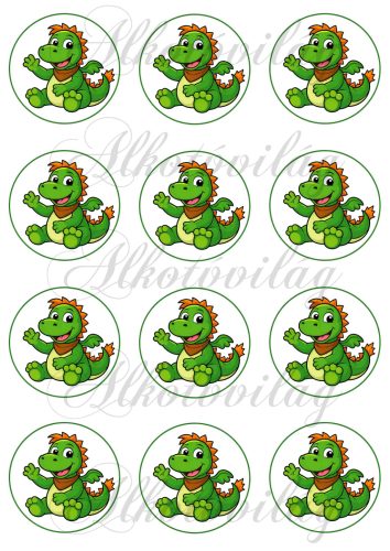 Süsü barátja, cuki sárkány 6 cm átmérőjű körökben