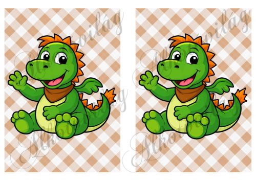 Süsü barátja, cuki sárkány barnás háttérrel 19 x 13,5 cm