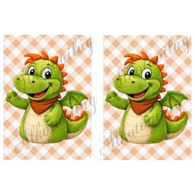   Süsü barátja, cuki sárkány narancsos háttérrel 19 x 13,5 cm