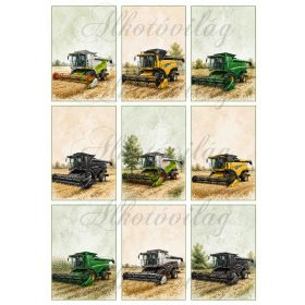   9 x 6 cm téglalapok - KOMBÁJNOKKAL - HŰTŐMÁGNES, AJÁNDÉKKÍSÉRŐ KÁRTYA ALAP