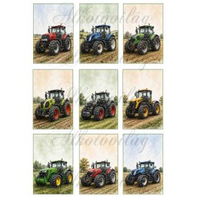   9 x 6 cm téglalapok TRAKTOROKKAL - HŰTŐMÁGNES, AJÁNDÉKKÍSÉRŐ KÁRTYA ALAP
