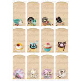 Kártyák konyhai mintákkal színesben