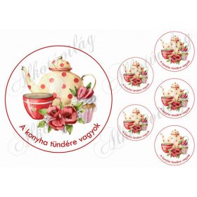   16 cm-es kör és kisebbek pöttyös kancsóval - A KONYHA TÜNDÉRE VAGYOK FELIRATTAL