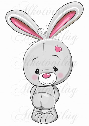 grey bunny with a pink heart