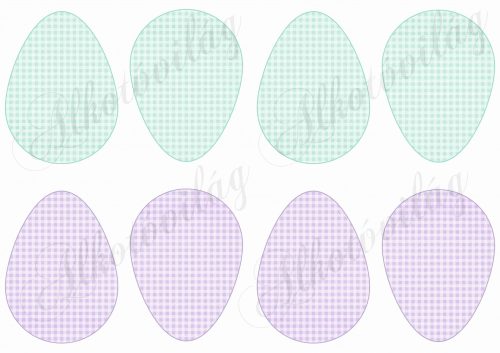 Zöld és lila apró kockás tojások