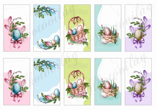Gyönyörű húsvéti kártyák kézzel festett tojásokkal ÜRESEN 9X7,5 cm