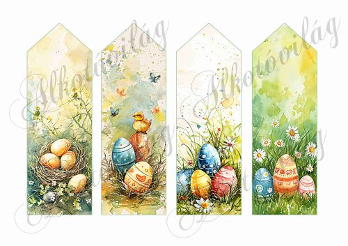 Könyvjelzők festett tojásokkal - 16,5 x 5,5 cm