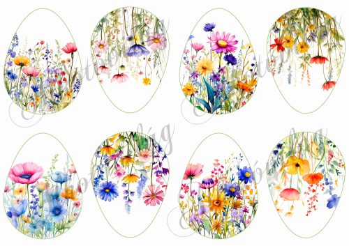Tojások gyönyörű tavaszi virágokkal - 9 cm