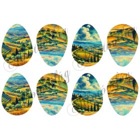 9 cm magas tojások festett Toszkán tájakkal