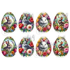 9 cm magas tojások színes virágokkal és nyuszikkal