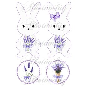 Nyuszik csodaszép levendulákkal - 19 cm magas