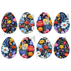 Tojások virágokkal sötét alapon - 9 cm magas