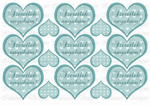 Szíves szívek kékben -szeretlek anyukám