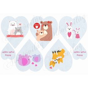 Anyáknapi szívek állatkákkal KÉK