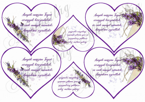 Levendulás szívek idézettel