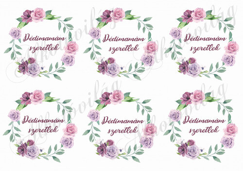 Rózsás koszorúk dédi mamám szeretlek felirattal