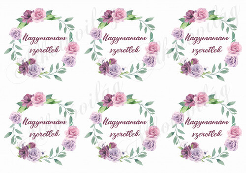 Rózsás koszorúk nagymamám szeretlek felirattal