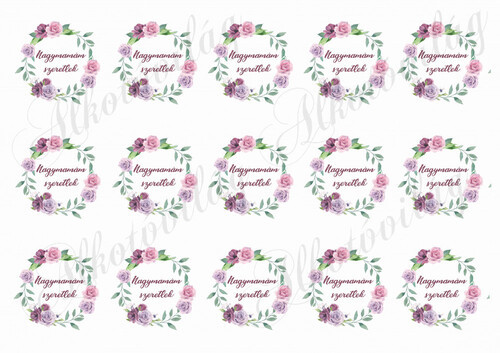 Rózsás koszorúk nagymamám szeretlek felirattal KICSIBEN