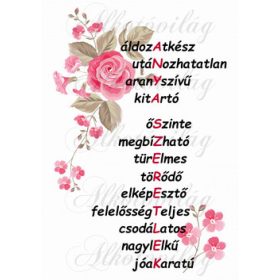 ANYA SZERETLEK felirat futó rózsával
