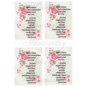ANYA SZERETLEK felirat futó rózsával bézs alapon 4db