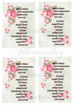 ANYA SZERETLEK felirat futó rózsával bézs alapon 4db