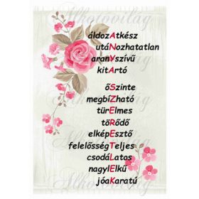 ANYA SZERETLEK felirat futó rózsával bézs alapon