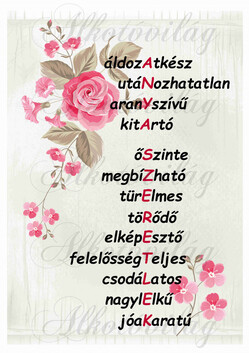 ANYA SZERETLEK felirat futó rózsával bézs alapon