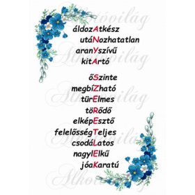 ANYA SZERETLEK felirat kék sarok virággal
