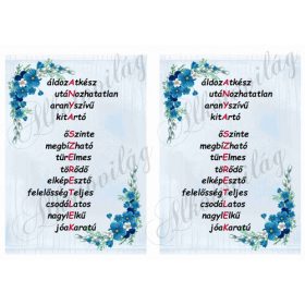   ANYA SZERETLEK felirat kék sarok virággal halványkék alapon 2db