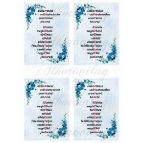   ANYA SZERETLEK felirat kék sarok virággal halványkék alapon 4db
