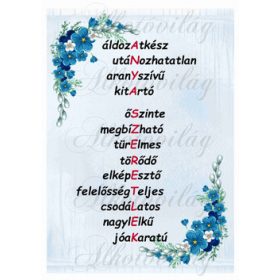   ANYA SZERETLEK felirat kék sarok virággal halványkék alapon